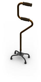 Walking Stick, Quad Base, Crook Handle, Standing Assist, Bronze 850-1080mm (113Kg)